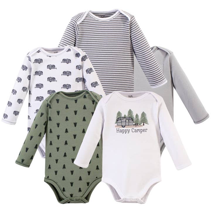 Body à manches longues en coton biologique Touched by Nature, Happy Camper pour la vente par BabyVision