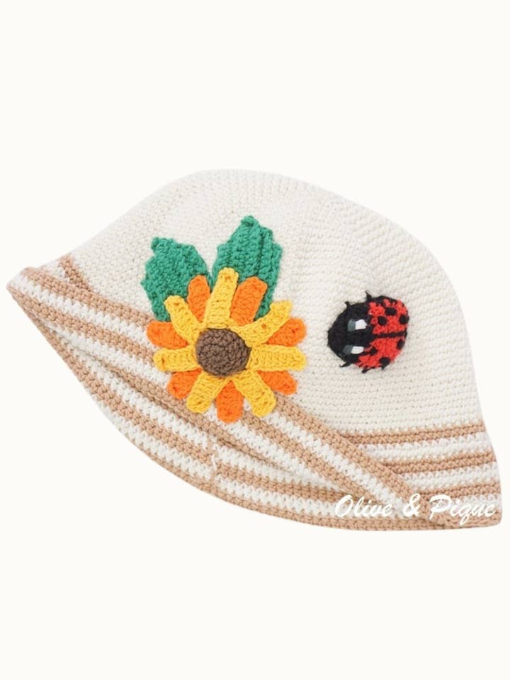 Baby Youth Crochet Beanie with Striped Brim, Size 6-12mo for wholesale by Olive & Pique