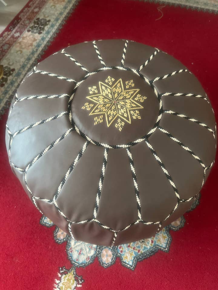 Handmade Hand-stitched Moroccan Genuine Leather Pouffes for wholesale by Marrakech Bazaar