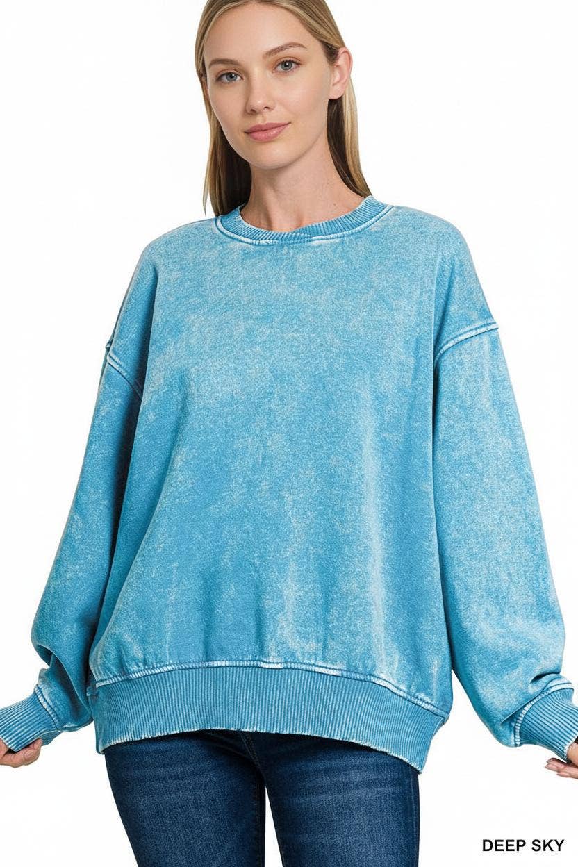 42POPS - Wholesale Sweatshirt - Women's - `.Acid Wash Fleece Oversized Pullover38
