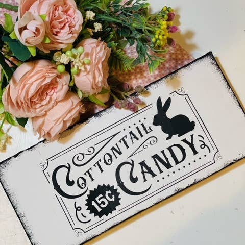 A Gnome on the Roam - Wholesale Sign - Fun Easter Sign, Cottontail Candy shelf sitter 11x5, spring