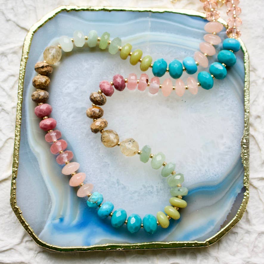 a.v. max – Colar com missangas/pérolas por atacado – Colar Gemma Medium Rondelle|16 Combinações de Pedras10