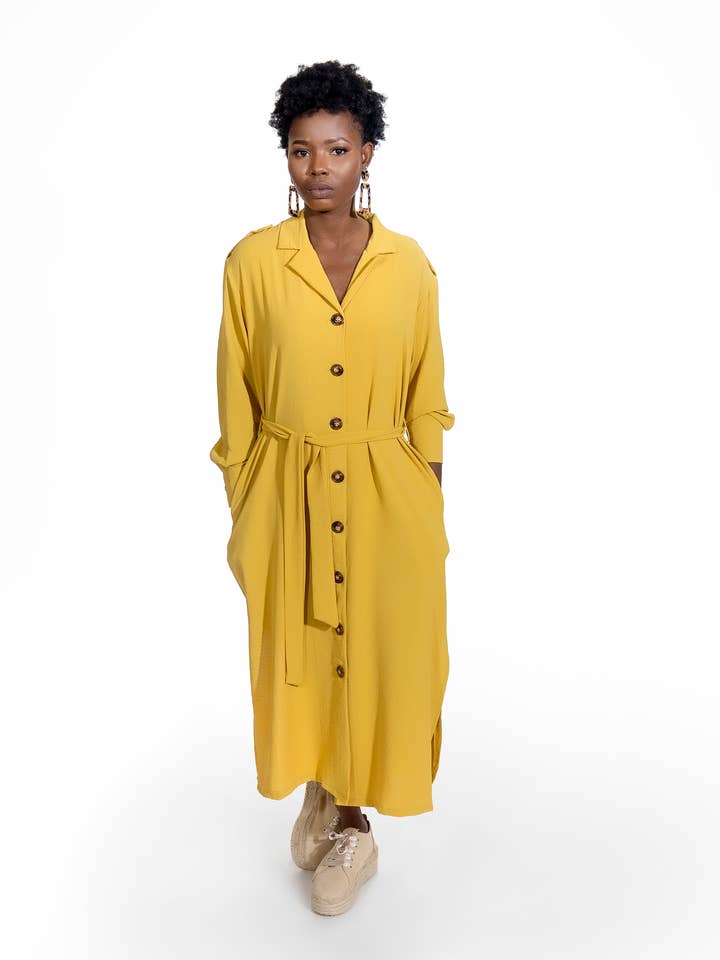 Vestido maxi amarillo Winnie for wholesale by SOHUMAN