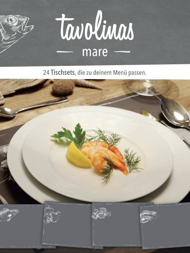 Tovaglietta Mare, 100% carta straccia, blocco da 24 fogli scrivibile singolarmente, ardesia o bianco antico per la vendita all'ingrosso da parte di Tavolinas