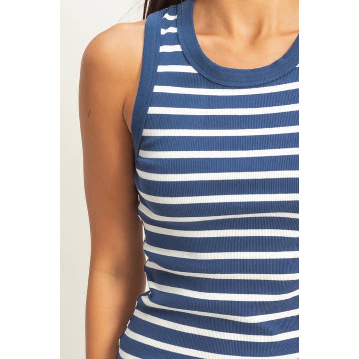 HYFVE - Wholesale Dress - Women's - DZ25E304-Striped Scoop Neck Bodycon Mini Dress