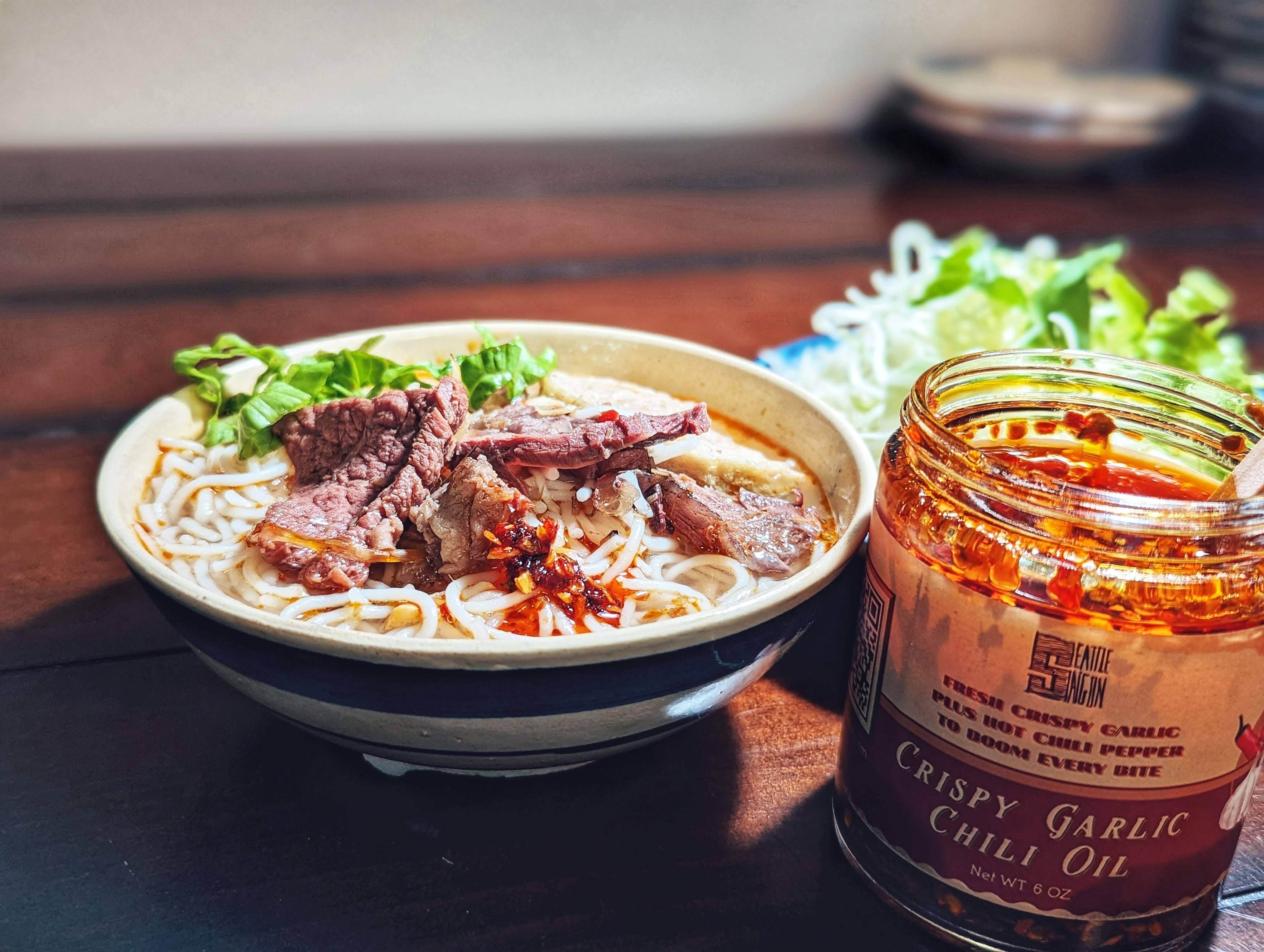 Seattle and Saigon - Wholesale Hot Sauce - CRISPY GARLIC CHILI OIL, Do-everything Viet sauce,Made in WA12