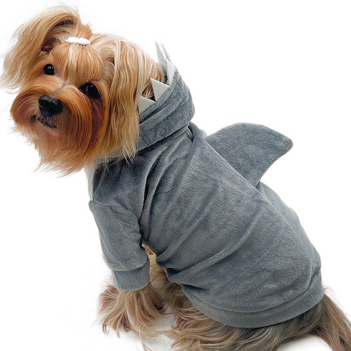 Ultra Plush Shark Hoodie with Fin & Teeth for wholesale by Klippo Pet