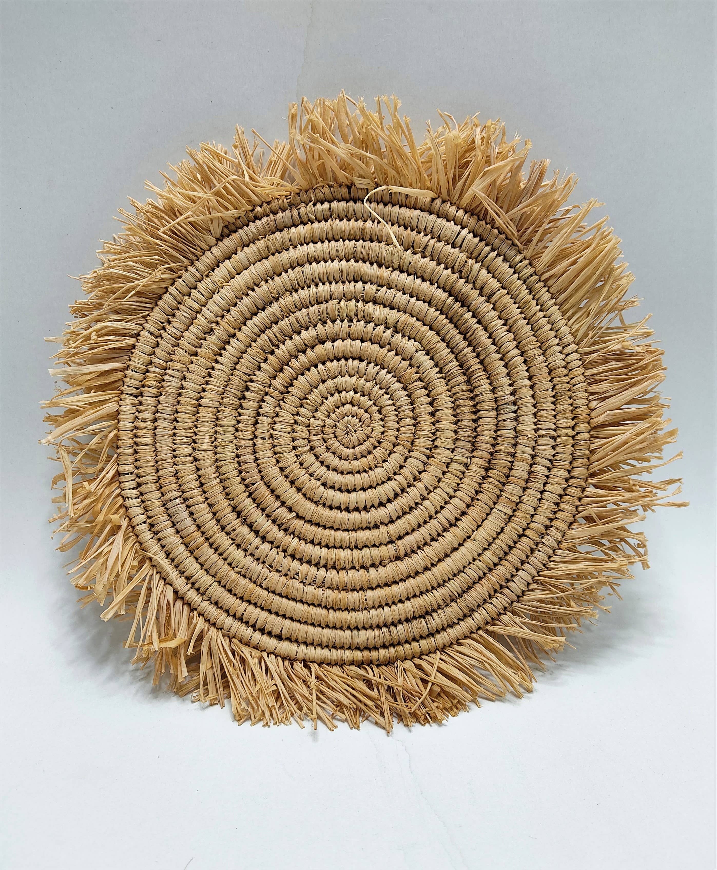 HandmadeBestSeller – wholesale Placemat – Round raffia table set with fringes Moroccan4