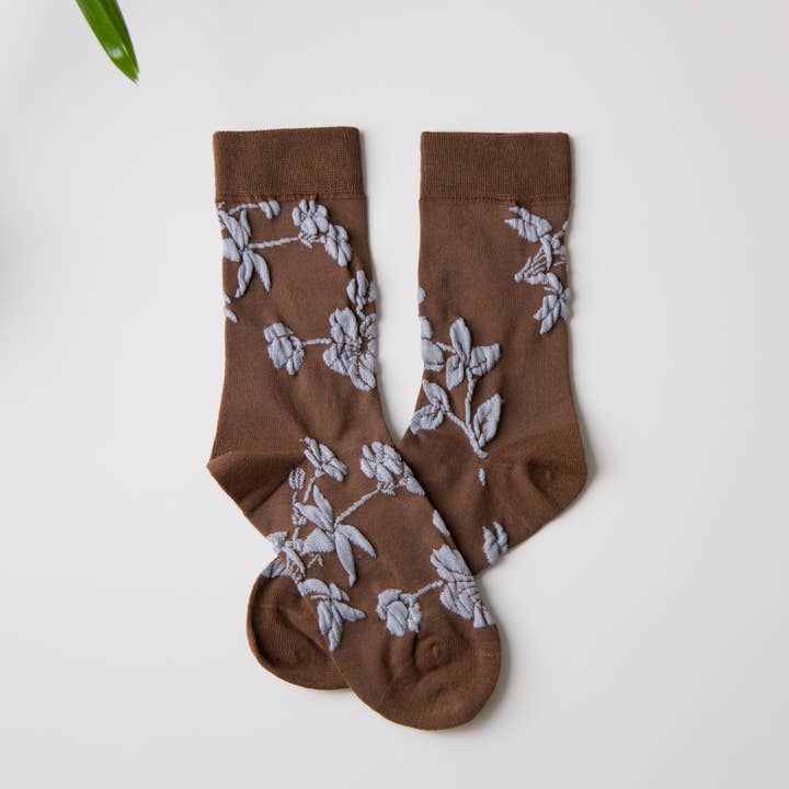 Happy Knits - Wholesale Socks - Women's - Retro Floral Cotton Crew Socks – Breathable Vintage Style4