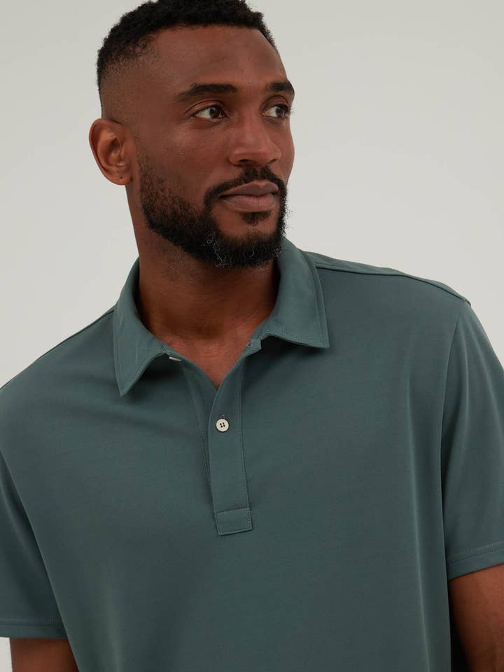Herren-Poloshirt mit kurzen Ärmeln Lotus Green für den Großhandel von Sepiia