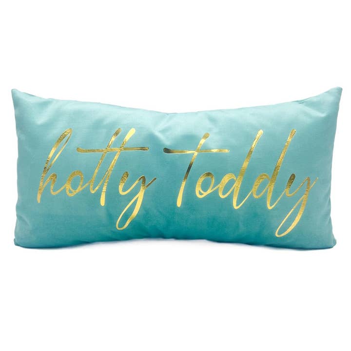Robins ägg sammet guld folie Hotty Toddy kudde för wholesale av Rachel Brooks Design, LLC