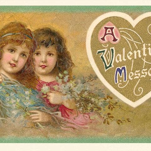 Found Image Press – Engroshandel Kunsttryk – Kunsttryk VL-30 En Valentinsbesked, To Viktorianske Børn0