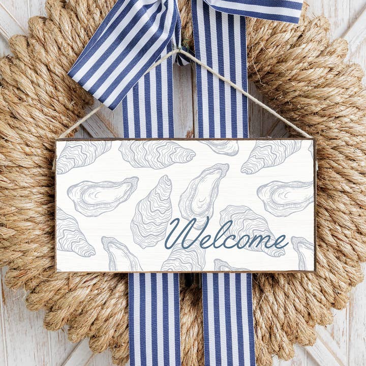 Letrero colgante Welcome Oyster Twine para venta al por mayor de Rustic Marlin