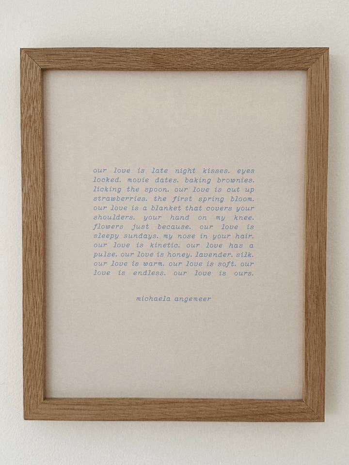 Our Love Is Ours Poetry Print for wholesale by Pitter Patter