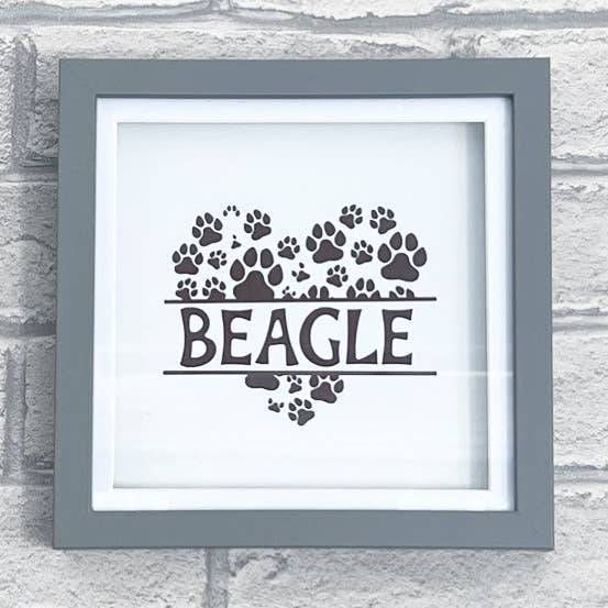 BEAGLE Shadow Box Paws & Heart - Dog Breed Fram for wholesale by Herts Flowers