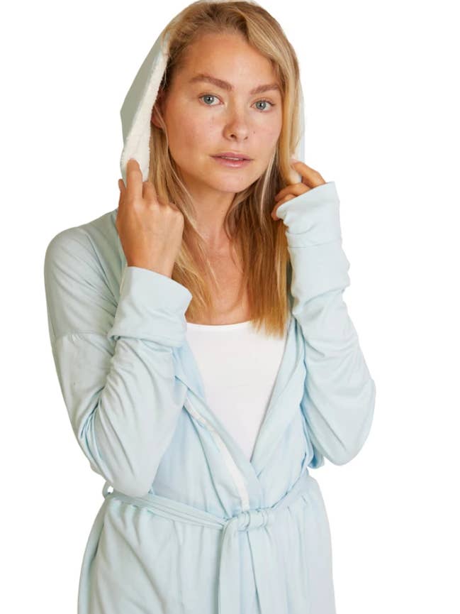 Pure Fiber - Wholesale Robe – Women's - Hooded Jersey Robe & Pants Set – Soft Bamboo Loungewear6