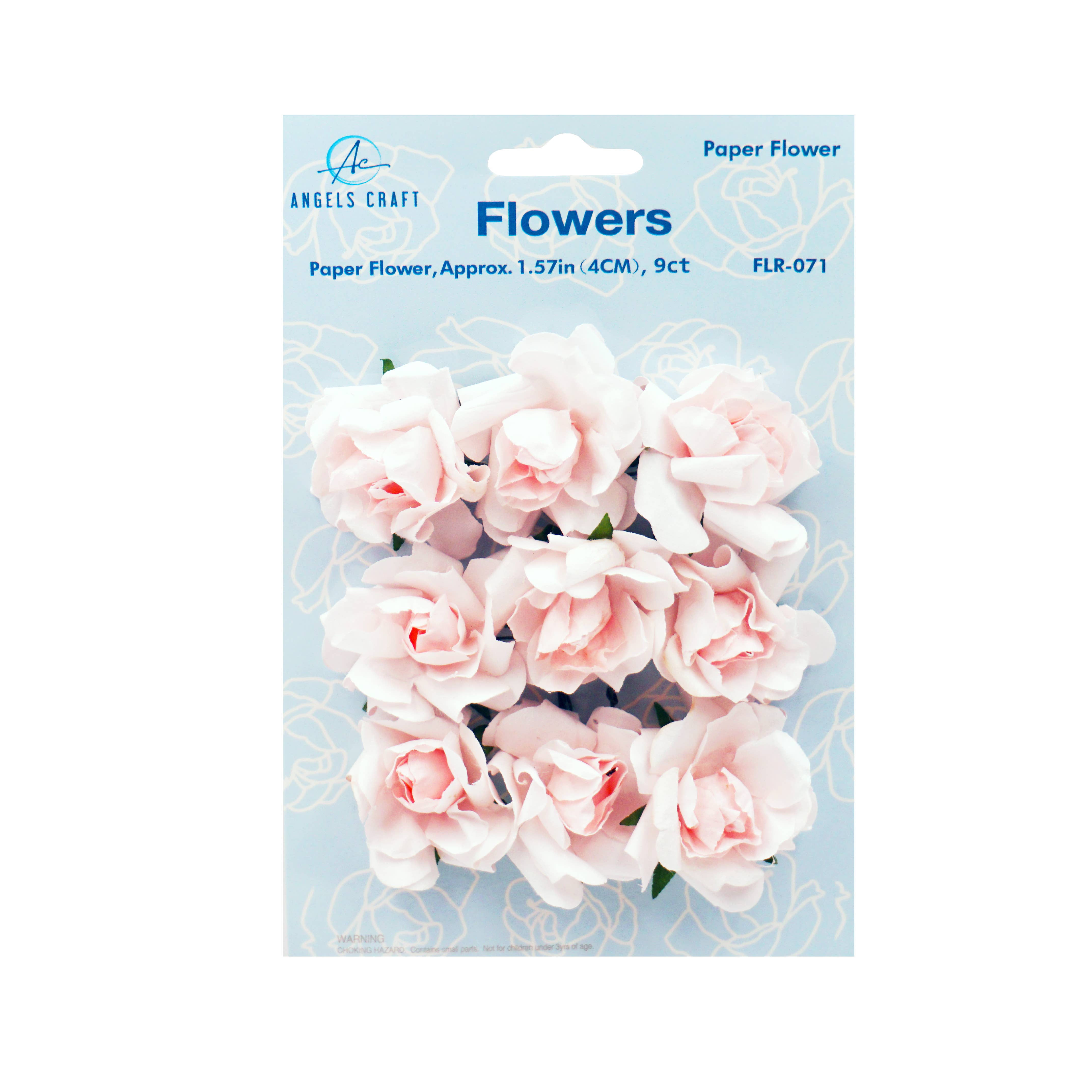 Angels Craft - Wholesale Artificial Flowers - Paper Flowers (Roses) with wire,  9-ct 1.57"4