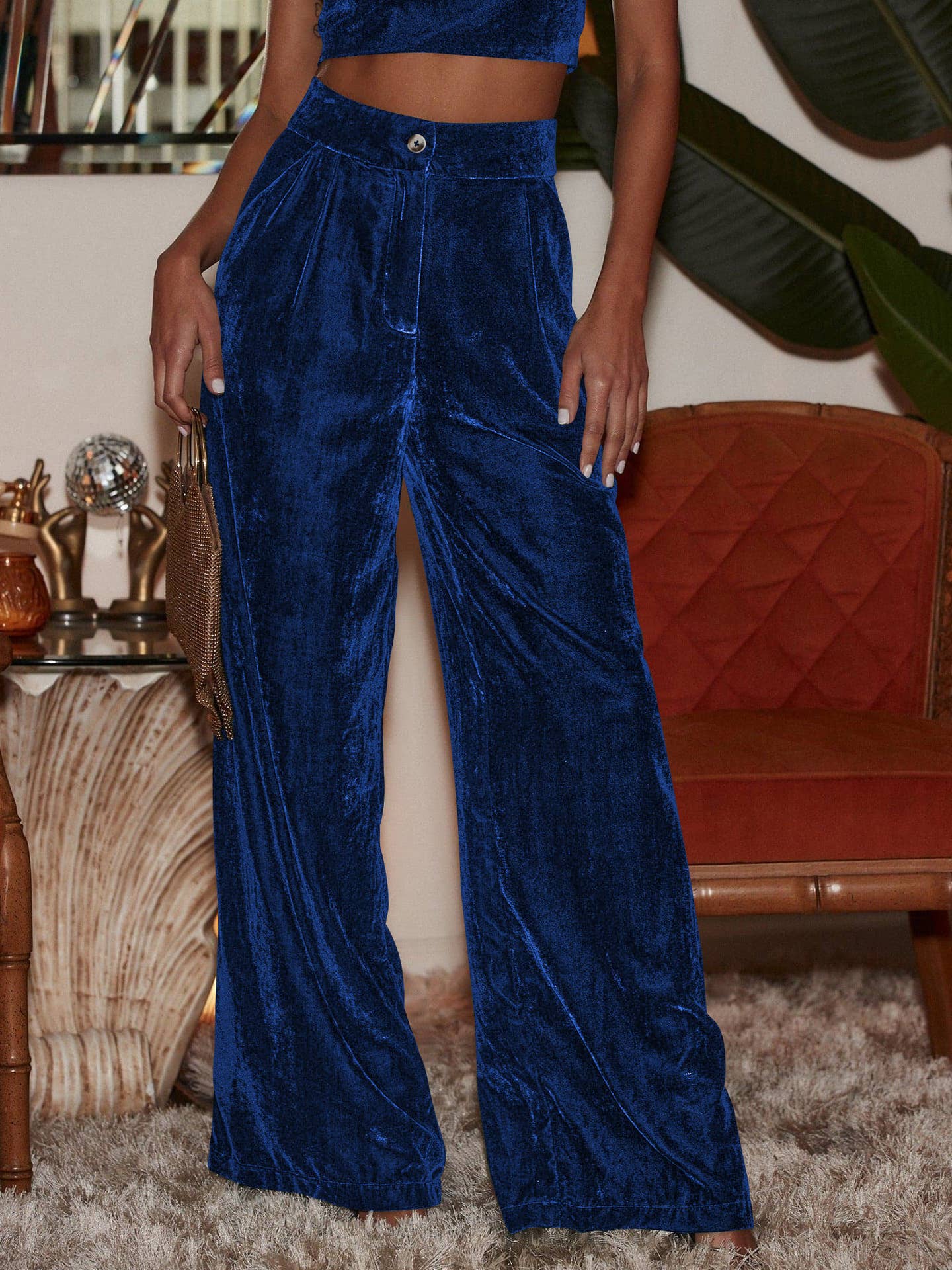 Sweetkama - Wholesale Pants - Women's - Solid Color Casual Style Wide Leg Velvet Pants GKBE00125