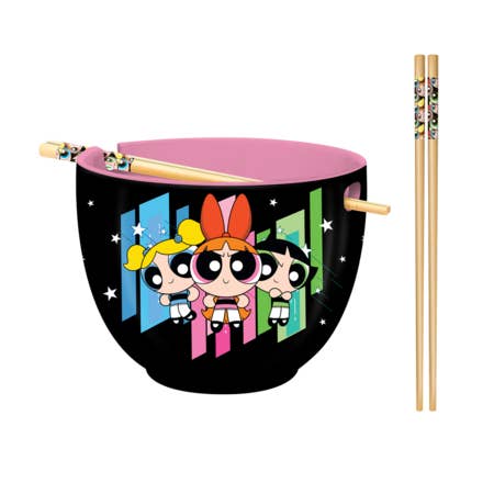 Silver Buffalo - Wholesale Bowl - Power Puff Girls 20oz Ceramic Ramen Bowl w Chopsticks
