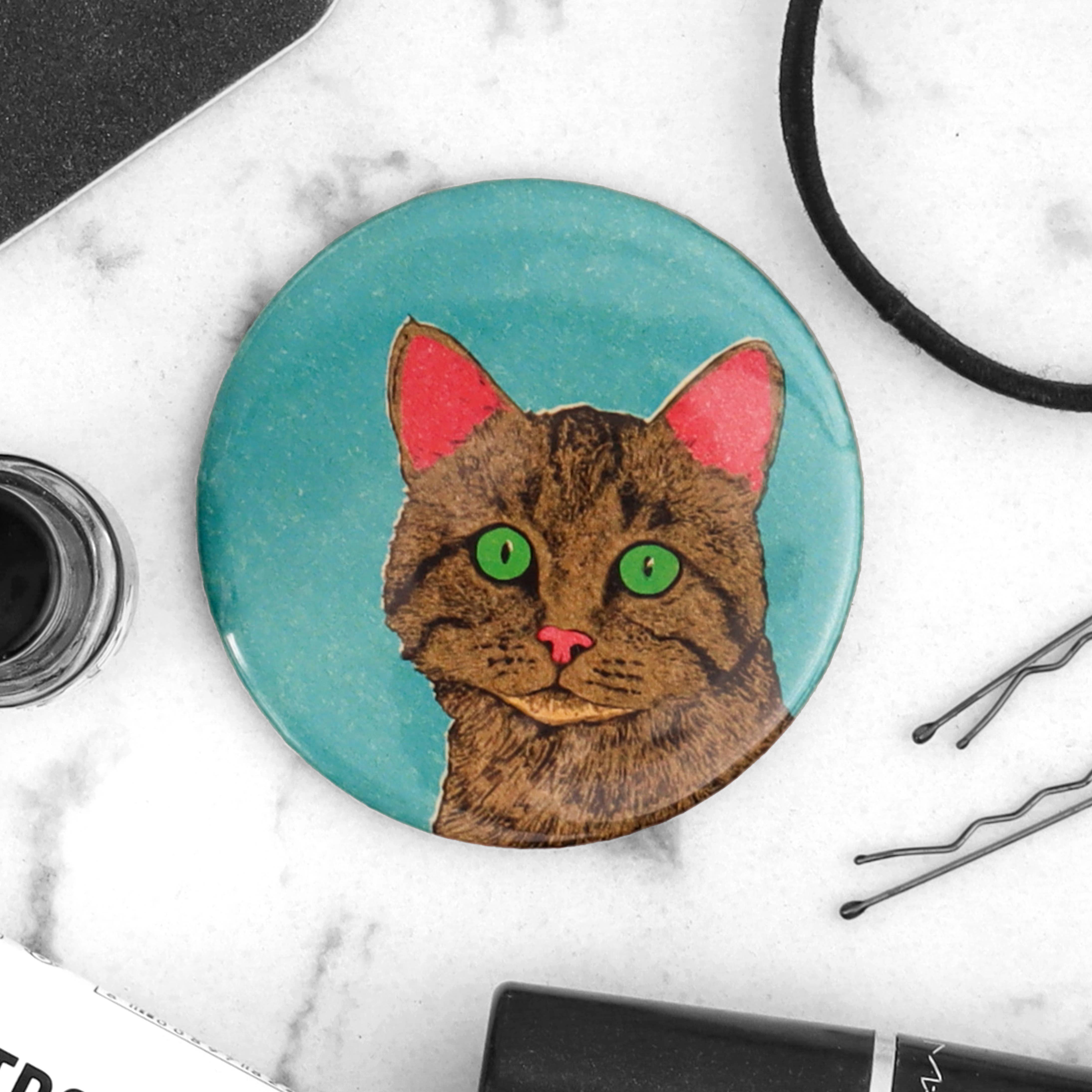 Fawn & Thistle Ltd (US Duties Paid) - Wholesale Compact Mirror - Curious Cat Pocket Mirror | Compact | Makeup Mirror3