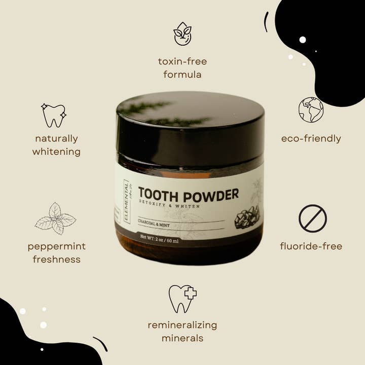Elemental Wellness | Soap & Toxin-Free Living - Wholesale Toothpaste - Whitening Tooth Powder | Charcoal Tooth Powder | Mint Flavor5