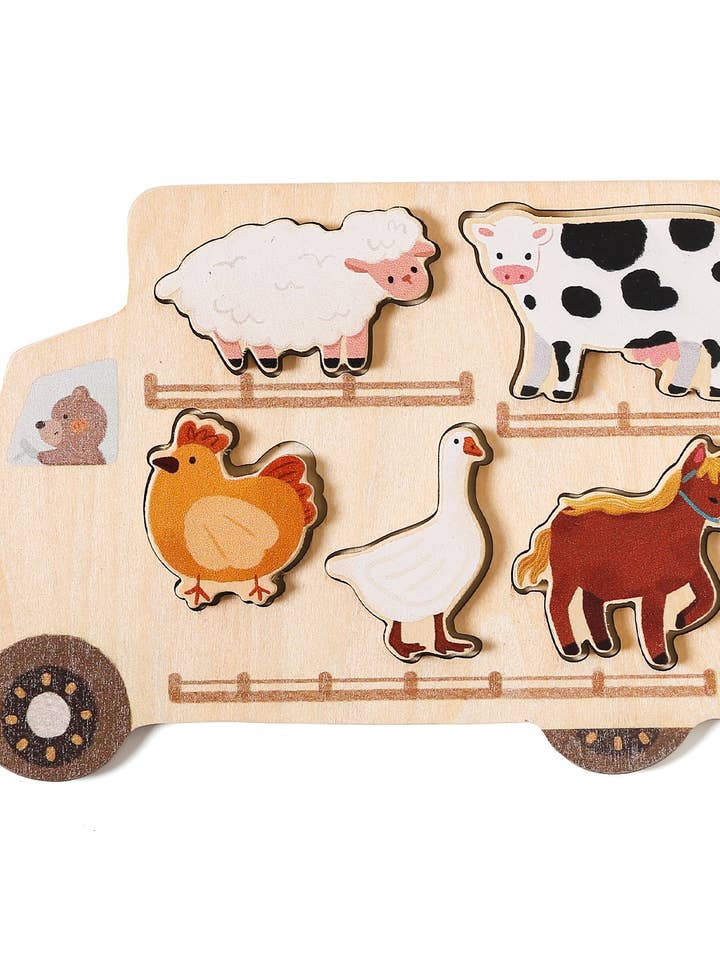Farm Animal Wooden Puzzle for wholesale by Peaks & Valleys Baby