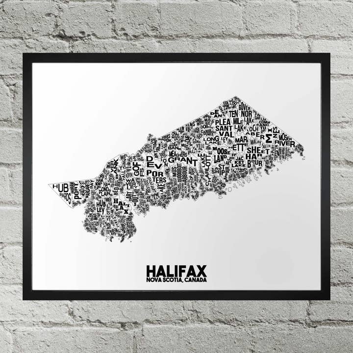 Halifax Nova Scotia Communities Typography City Map Print for wholesale by Damon D Chan