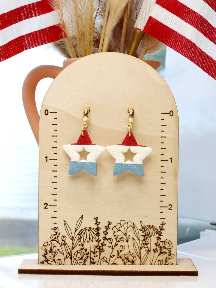 Brincos Estrela às Riscas Patrióticas por atacado de kaitmadedesign