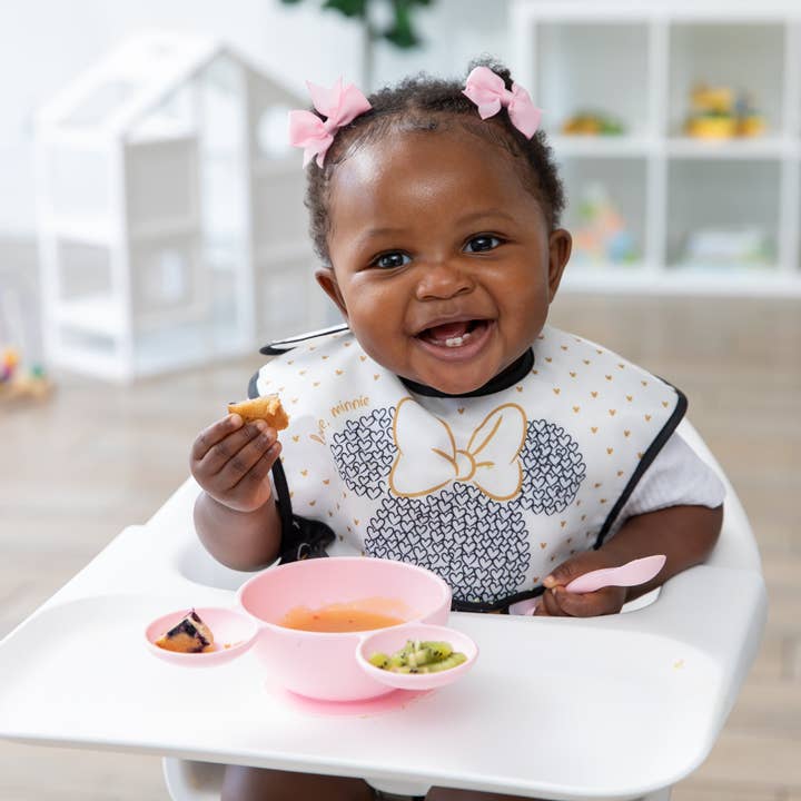 Bumkins - Wholesale Feeding Set - Baby - Silicone First Feeding Set: Minnie Mouse Light Pink