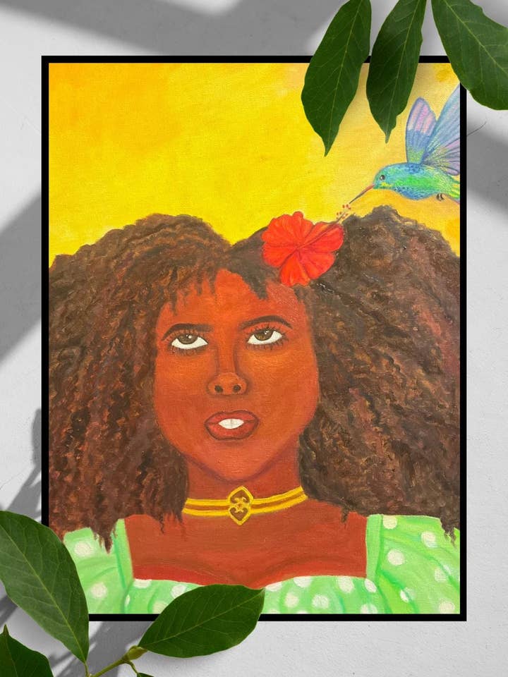 Andlig svart kvinna afro konst med kolibri för wholesale av Lyela’s Art