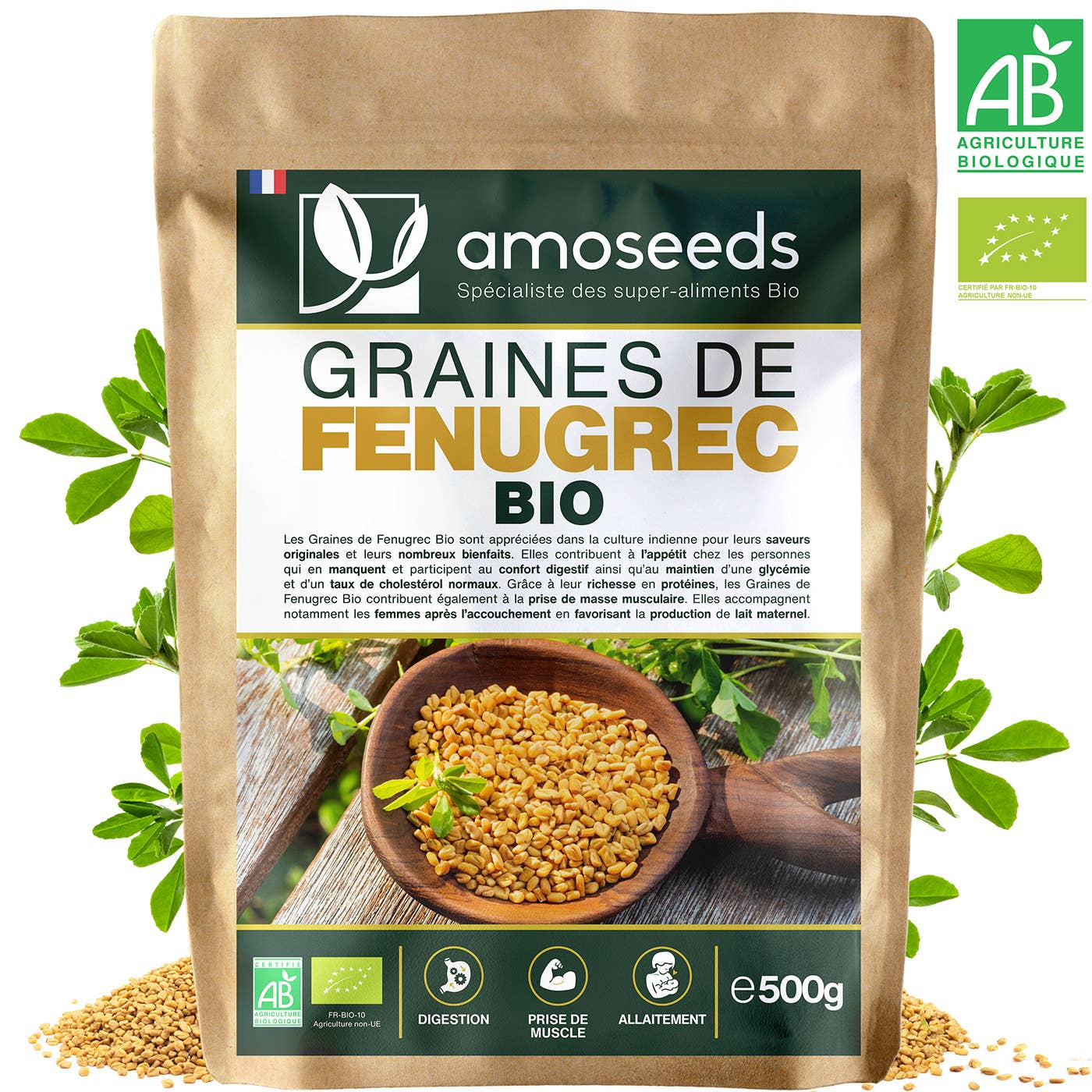 Amoseeds - Wholesale Plant Seeds - Organic Fenugreek Seeds 500G0