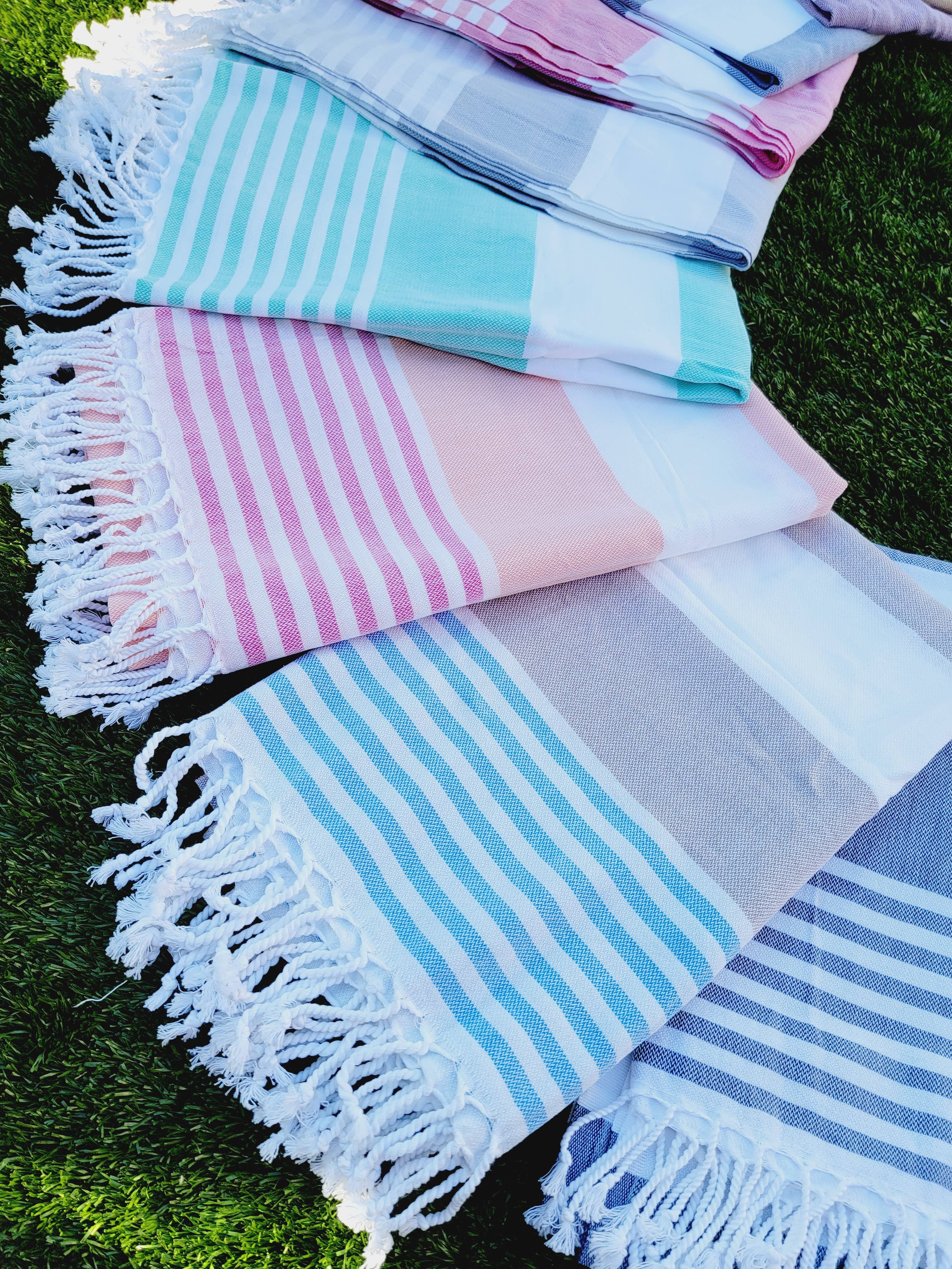 EBRU Home - Wholesale Beach Towel - 10 Beach Towel set, Assorted sand free Towel, Cabana Stripe8