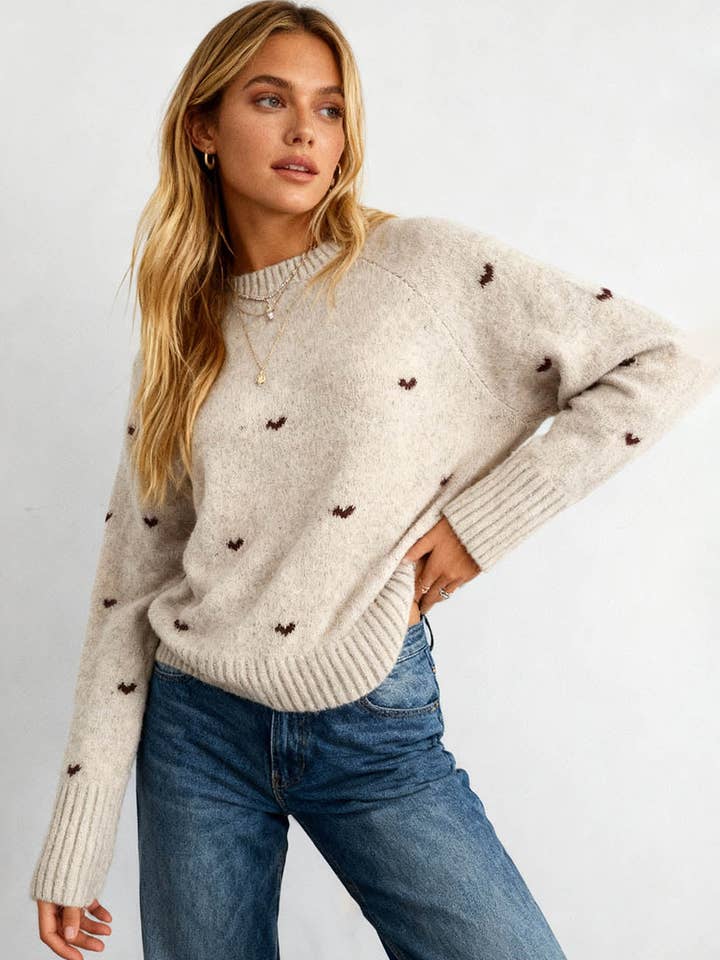 Dames Valentijns Hart Ronde Hals Trui voor wholesale door Sweetkama