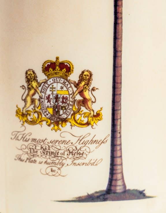 McGowan & Rutherford Ltd - Wholesale Umbrella Stand - Ceramic Lithograph Palm Tree w/ Royal Seal Umbrella Stand2