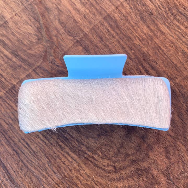 5” Hårkloklämma, Handgjord Blandad Kohud för wholesale av AB Tack Design