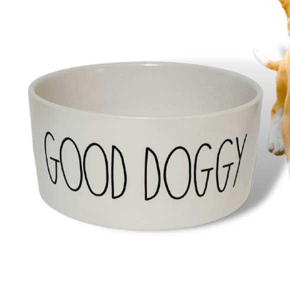 Rae Dunn Dog Bowl "Good Doggy" Medium 6" Ceramic Dog Bowl | Farmhouse Dog Bowl for wholesale by Nevsher Lior