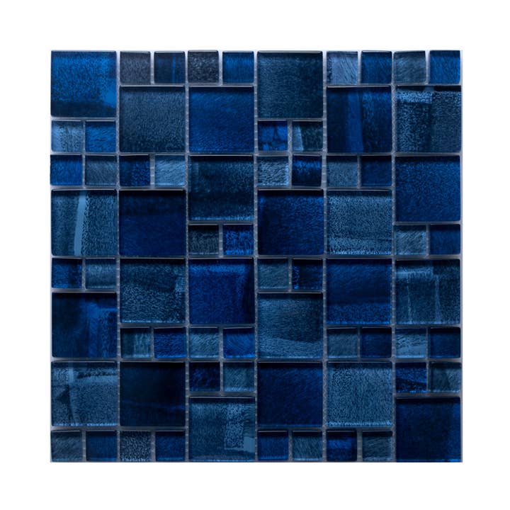 Swimming Pool Series Random Size Glass Mosaic Tile - 5 Square Feet Per Carton - Deep Sea Blue for wholesale by WS Tiles