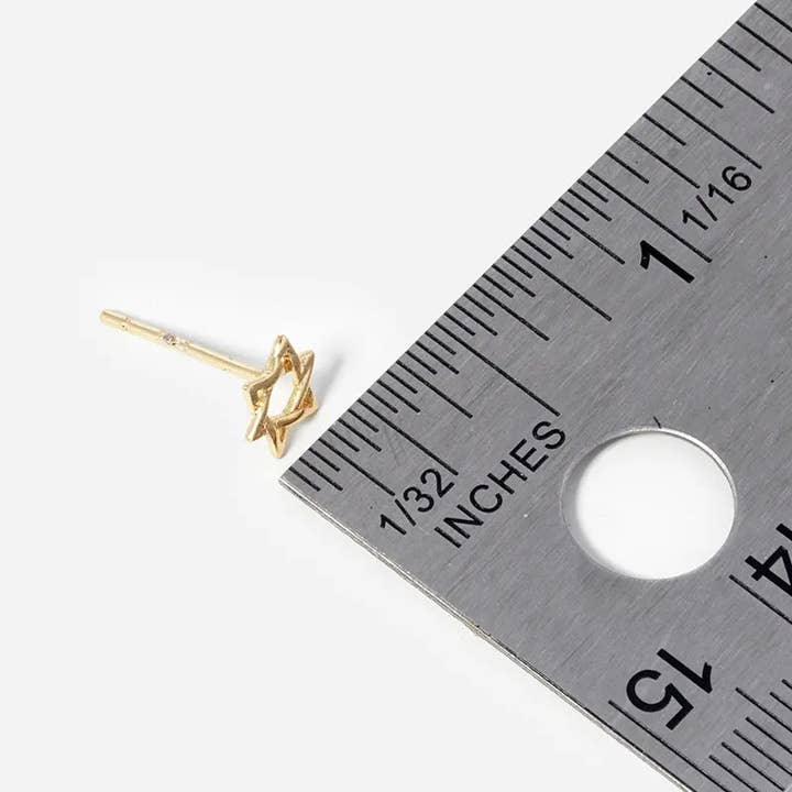 Wild Honey - Wholesale Stud/Post Earrings - 18K Gold Dipped Dainty Star Of David Post Stud Earrings2