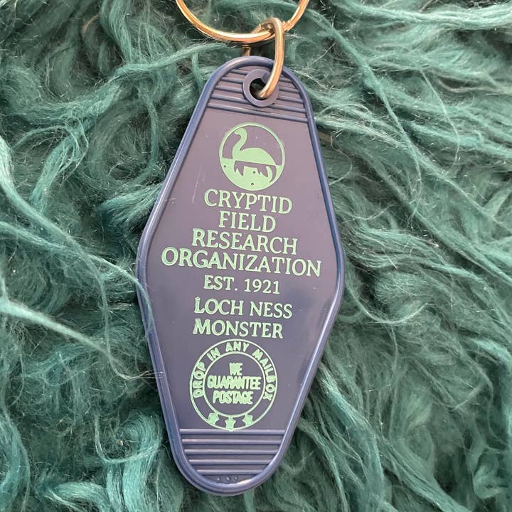 Motel Key Fob - Cryptid Field Research Org. (Loch Ness) for wholesale by The 3 Sisters Design Co.