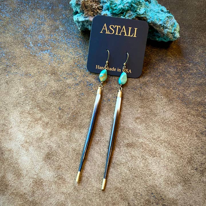 ASTALI - Wholesale Dangle earrings - Porcupine Quill & Turquoise Earrings, Real Turquoise & Quill9