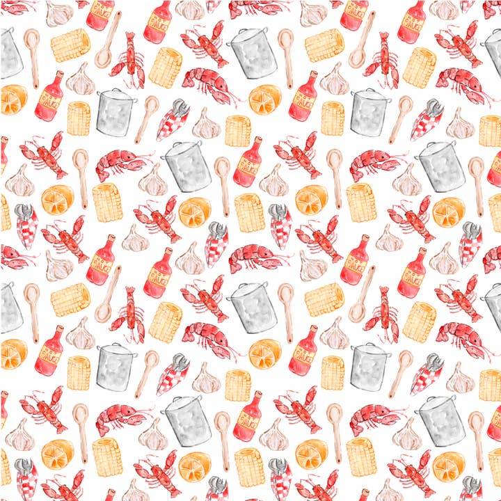 SSC Wholesale - Wholesale Scrapbook - Seafood Boil Lobster, Crawfish, Shrimp 12x12 Paper-15 Pack