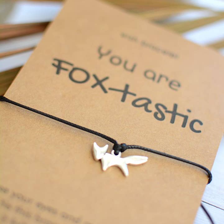 Two and Crew - Wholesale Charm/Dangle Bracelet - Fox charm WISH bracelet on CARD jewelry