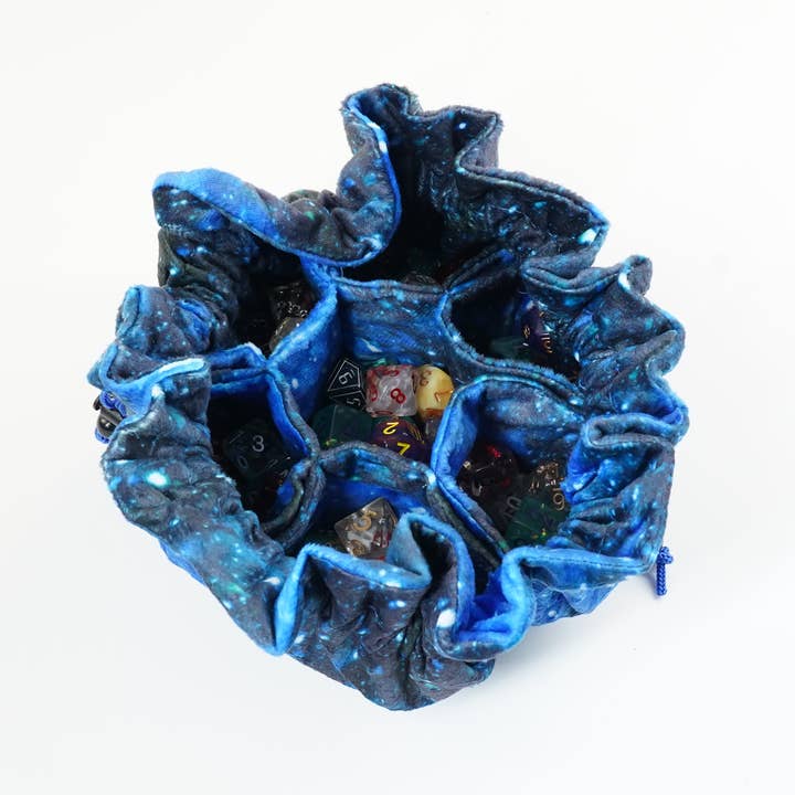 FanRoll by Metallic Dice Games - Wholesale Dice - UNIQUE! Velvet Compartment Dice Bag with 7 Pockets