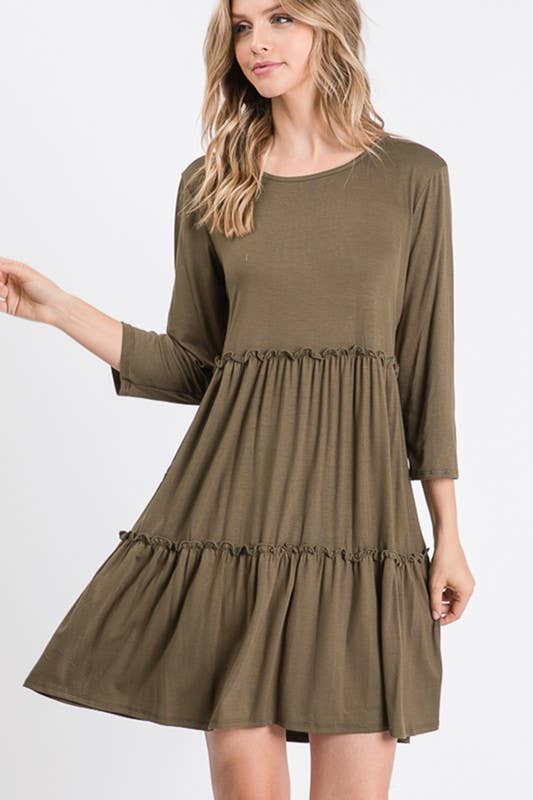 HEIMISH – wholesale Dress – Women's – SD1095S SOLID DRESS WITH RUFFLE DETAIL5