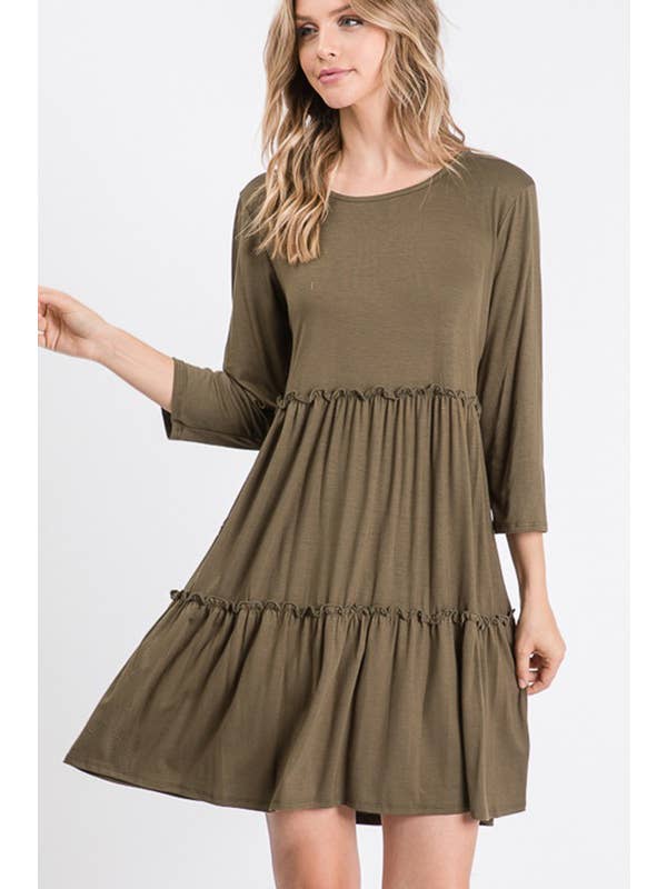 HEIMISH - Wholesale Dress - Women's - SD1095S SOLID DRESS WITH RUFFLE DETAIL6