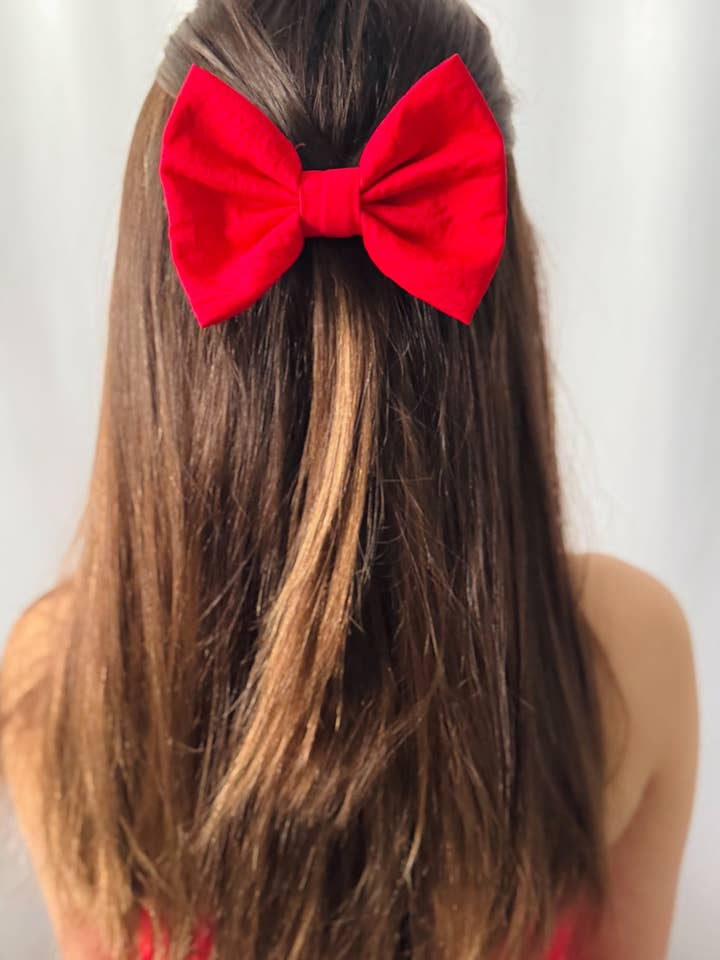 Phoebe Red Girls Hair Bow for wholesale by A Little Lacey
