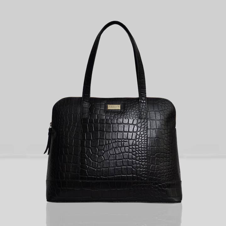 Bolso tote sin forro de diseño de piel de cocodrilo negra «Eva» para venta al por mayor de Assots London