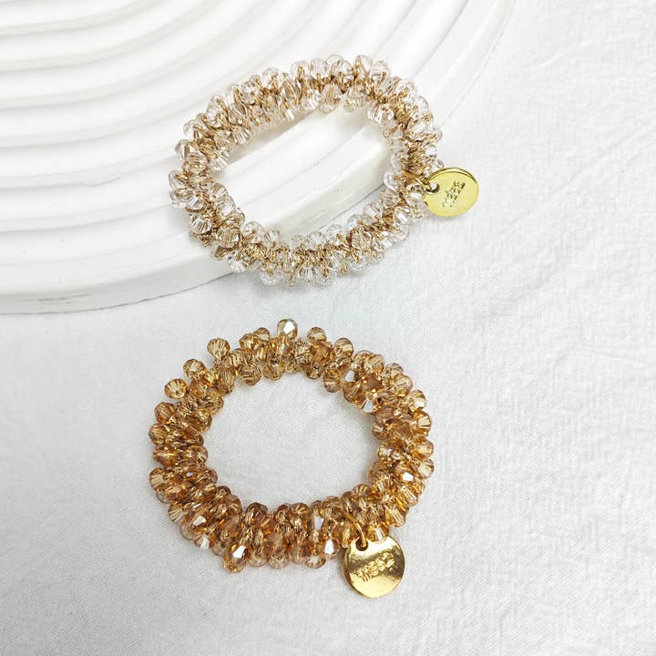 ACCITY - Wholesale Scrunchie - Women's - Beaded Crystal Hair Tie Bracelet for Women_CWAHA01313