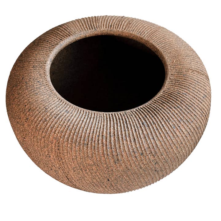 SOMBRA - Wholesale Plant Pot - Sandstone Ribbed Planter Set 1012