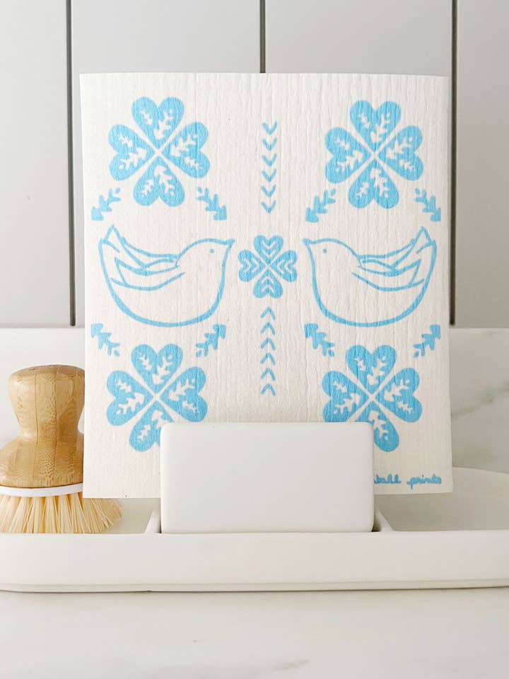 Midsommer Doves | Eco friendly Swedish Dishcloth for wholesale by Kimball Prints